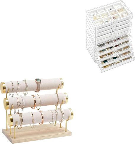 Earring Organiser Jewellery Organizer Box Bundle with Detachable Bracelet Holder Stand in Saudi Arabia
