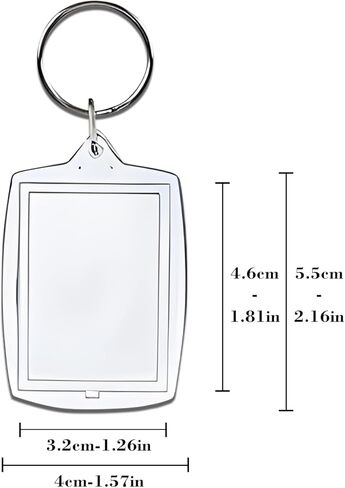 LZEDIRA 25PCS Transparent Acrylic Plastic Photo Frame Keychain, Portable Insertable Picture Holder DIY Keychain for Women and Men, Clear, S in Kuwait