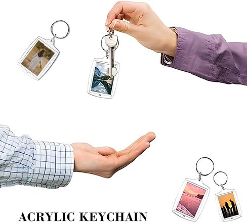 LZEDIRA 25PCS Transparent Acrylic Plastic Photo Frame Keychain, Portable Insertable Picture Holder DIY Keychain for Women and Men, Clear, S in Kuwait