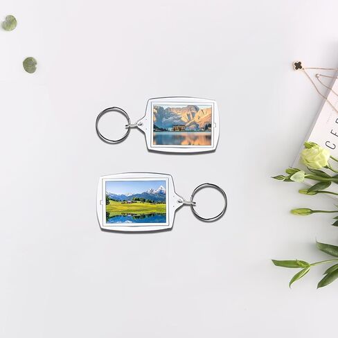 LZEDIRA 25PCS Transparent Acrylic Plastic Photo Frame Keychain, Portable Insertable Picture Holder DIY Keychain for Women and Men, Clear, S in Kuwait