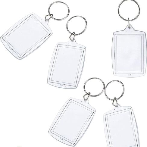 LZEDIRA 25PCS Transparent Acrylic Plastic Photo Frame Keychain, Portable Insertable Picture Holder DIY Keychain for Women and Men, Clear, S in Kuwait