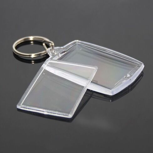 LZEDIRA 25PCS Transparent Acrylic Plastic Photo Frame Keychain, Portable Insertable Picture Holder DIY Keychain for Women and Men, Clear, S in Kuwait