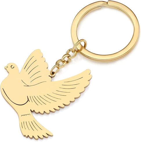 RAIDIN Stainless Steel Gold Cute Hummingbird Pigeon Birds Keychain Keyring for Women Girls Gift Car Purse Keys Accessories in Kuwait