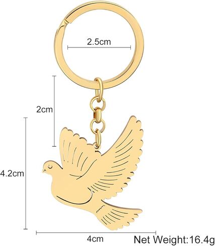 RAIDIN Stainless Steel Gold Cute Hummingbird Pigeon Birds Keychain Keyring for Women Girls Gift Car Purse Keys Accessories in Kuwait