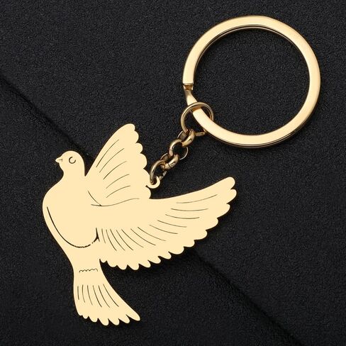 RAIDIN Stainless Steel Gold Cute Hummingbird Pigeon Birds Keychain Keyring for Women Girls Gift Car Purse Keys Accessories in Kuwait