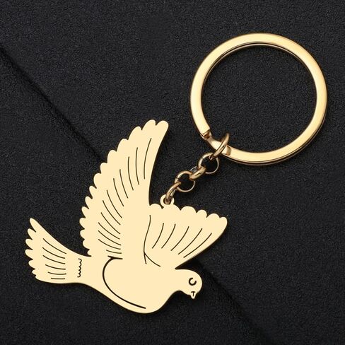 RAIDIN Stainless Steel Gold Cute Hummingbird Pigeon Birds Keychain Keyring for Women Girls Gift Car Purse Keys Accessories in Kuwait