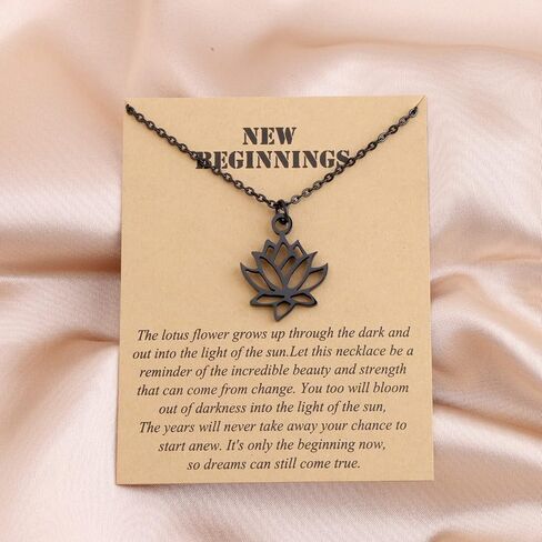 Yoga Lotus Flower Aum Om Ohm Sanskrit Symbol Pendant Necklace Spiritual Jewelry Inspirational Gift Gift in Kuwait