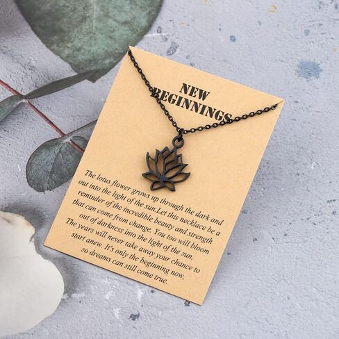 Yoga Lotus Flower Aum Om Ohm Sanskrit Symbol Pendant Necklace Spiritual Jewelry Inspirational Gift Gift in Kuwait
