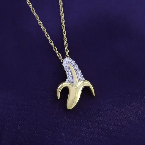 Jewel Zone US 14k Gold Over Sterling Silver Cubic Zirconia Banana Pendant Necklace in Saudi Arabia