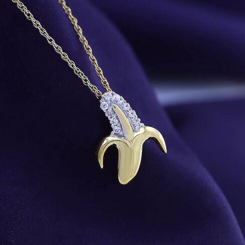 Jewel Zone US 14k Gold Over Sterling Silver Cubic Zirconia Banana Pendant Necklace in Saudi Arabia