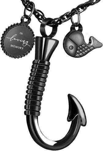 قلادة من Dletay لخطاف السمك على شكل جرة للرماد، قلادة تذكارية من الفولاذ المقاوم للصدأ، مجوهرات حرق الجثث، قلادة رماد الصيد in Kuwait