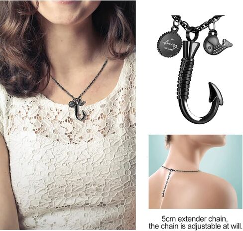 قلادة من Dletay لخطاف السمك على شكل جرة للرماد، قلادة تذكارية من الفولاذ المقاوم للصدأ، مجوهرات حرق الجثث، قلادة رماد الصيد in Kuwait