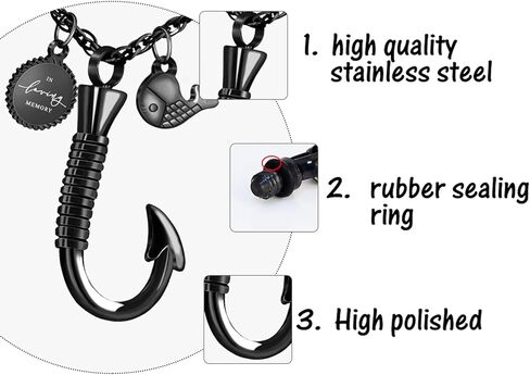 قلادة من Dletay لخطاف السمك على شكل جرة للرماد، قلادة تذكارية من الفولاذ المقاوم للصدأ، مجوهرات حرق الجثث، قلادة رماد الصيد in Kuwait