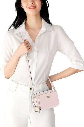 حقيبة يد ستاتشي طويلة تمر بالجسم من جلد سافيانو بسحاب مزدوج من كيت سبيد, ماسون بريك, S in Kuwait