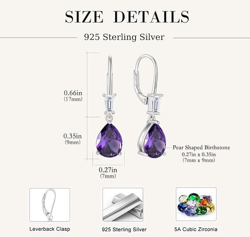 TIMFROZ Women Dangle Drop Earrings 925 Sterling Silver 5A Cubic Zirconia Leverback Earrings Anniversary Mother's Day Birthday Christmas Gifts for Her in Saudi Arabia