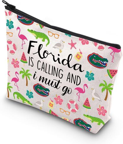 WCGXKO Florida Vacation Gift Florida Travel Gift Florida Is Calling And I Must Go Zipper Pouch Makeup Bag (Florida) in Saudi Arabia