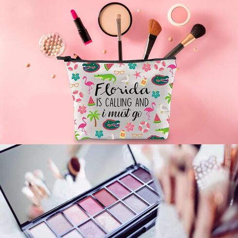 WCGXKO Florida Vacation Gift Florida Travel Gift Florida Is Calling And I Must Go Zipper Pouch Makeup Bag (Florida) in Saudi Arabia