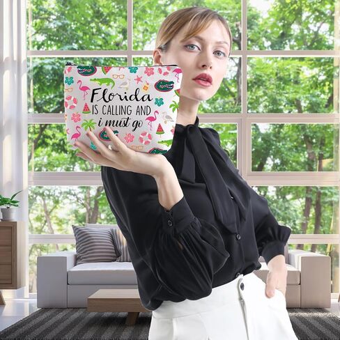 WCGXKO Florida Vacation Gift Florida Travel Gift Florida Is Calling And I Must Go Zipper Pouch Makeup Bag (Florida) in Saudi Arabia