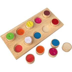 YHZAN Sensory SEN Montessori Tactile Touch & Match Sensorial Wooden Material Children's Basic Skills Development Toys for Toddlers
