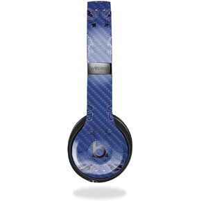 Carbon Fiber Skin Compatible with Beats Solo 4 - Blue Bandana - Premium 3M Vinyl Protective Wrap Decal Cover - Easy to Apply | Crafted in The USA by MightySkins