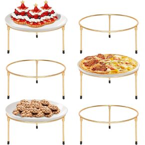 HPC DECOR Set of 6 Black Metal Wire Pizza Pan Riser Stands- Round Pizza Tray Riser Rack Holder - Tabletop Display Racks for Food Platter Tray- Metal Display Stands for Home, Restaurant and Party
