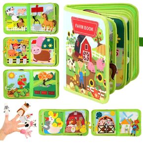 Montessori Baby Busy Book for Toddlers 1 2 3 4 Year Old,Quiet Book for Toddlers 1 2 3 4,Travel Busy Board for Toddlers 1 2 3 4 Year Old,Montessori Magic Book,Farm Animals for Boys Girls Gift
