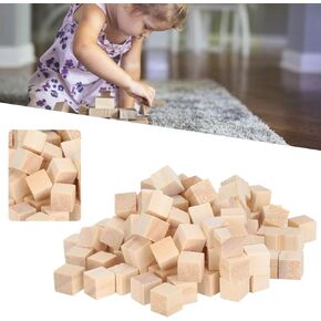 Wooden Blocks, Blank Wooden Blocks, Baby Blocks, 100Pcs 10mm Wood Blocks for Crafting Pine Blank Blocks for DIY Craft Early Childhood Puzzle Toy for Baby Shower Wooden Cubes