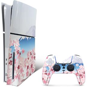 MightySkins Skin Compatible with Playstation 5 Slim Disk Edition Bundle - Fuji Scene | Protective, Durable, and Unique Vinyl Decal wrap Cover | Easy to Apply | Made in The USA
