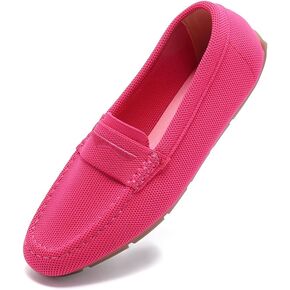 Slip On Loafers for Women - Breathable Knit Loafer Flats Comfortable Office Work Shoes Flexible Round Toe Driving Shoes
