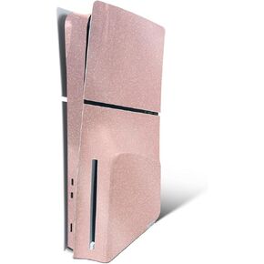 MightySkins Glossy Glitter Skin Compatible with Playstation 5 PS5 Slim Digital Edition Bundle - Solid Hot Pink | Protective, Durable High-Gloss Glitter Finish | Easy to Apply | Made in The USA