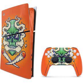 MightySkins Skin Compatible with PlayStation 5 Slim Digital Edition Bundle - Smoke Skull | Protective, Durable, and Unique Vinyl Decal wrap Cover | Easy to Apply | Made in The USA