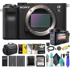 Sony Alpha a7C Mirrorless Digital Camera Body Only, Black ILCE7C/B, 64GB Memory Card, NP-FZ-100 Battery, Corel Photo Software, Case, External Charger, Card Reader, and More