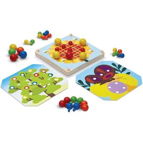 PlanToys Creative Wooden Peg Board With 3 Double Sided Cards (5399) | Sustainably Made from Rubberwood and Non-Toxic Paints and Dyes
