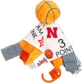 University of Nebraska Crinkle Learning Lovey Sensory Plush Blanket - Tag Toys for Babies - Baby Stroller Toys - Sports Team Pride MVP Registry Gift w/Stroller Clip (8 x 8 Tag Toy)…