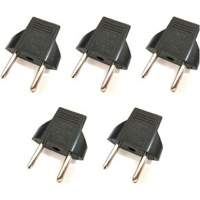 ANRANK U-E1020905AK US USA to EU Europe Travel AC Power Socket Plug Adapter Adaptor Converter (Black, 5-Pack)