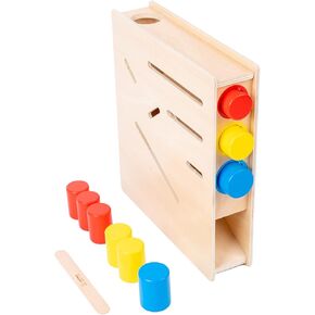 Adena Montessori Toys Count Slide Cylinder Chute Baby Push Toys Red,Blue and Yellow Cylinder Gift for 12-18 Months Toddlers