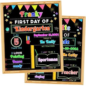 First Day and Last Day of School Chalkboard Sign with Solid Wooden Framed,Reusable Wooden 1st Day of Preschool/Kindergarten Photo Props,11 x 14 Inch Double Sided Back to School Sign for Kids/Girls/Boy