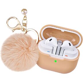 Samsung Galaxy Buds3 Case, Cute Samsung Galaxy Buds3 Cover with Hairball for Women Girls, Silicone Protective Case with Bracelet Keychain (Rose Pink)