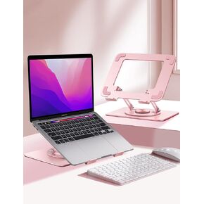 Vaydeer Adjustable Laptop Stand with 360° Free Rotation Base and Foldable Design Ergonomic Laptop Riser Fits for MacBook, Dell, HP and More 10-15.6" Laptops (Pink)