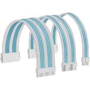 PSU Extension Power Supply Cable Kit 18AWG ATX 24P+ (1) EPS 8-P+ (2) PCI-E8-P with Cable Combs(Black/Orange)