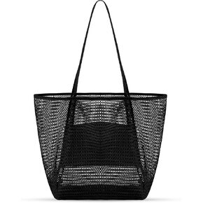Beach Bags for Women - Large Beach Bag Beach Mesh Tote Bag, Mesh Beach Bag Weaving Swim Gym Shopping Travel Bag in Kuwait