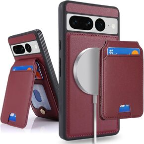 for Google Pixel 7 Pro case with Credit Card Holder, fits Pixel 7 Pro Leather Case Wallet for Women Compatible Wallet Detachable 2-in-1 for Men-Beige