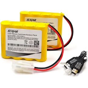 elxjar (2-Pack) 4.8V 1200mAh 5557 Connecter Rechargeable NiCD Battery AA*4/5559 Plug for RC Toy Household Electric Appliances Lighting Equipment with Charging USB Cable