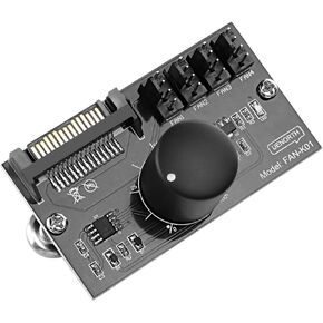 XMSJSIY Cooling Fan Speed Knob Controller 12V 4 Pin PWM PC Chassis Fan Adapter Hub Power Supplied with SATA Interface for 4 Fans -1 PCS