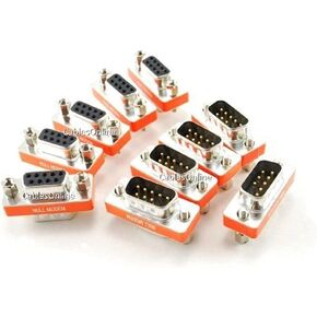 CablesOnline DB9 Null Modem Male to Female Slimline Data Transfer Adapter/Gender Changer, (10-Pack) (AD-N04M-10)