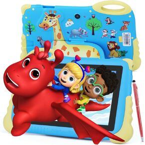 C idea 2024 Kids Tablet，7 Inches Android 13 1st Generation Toddler Tablets, hd 1024 * 600 Screen Display, Iwawa Pre-Installed, Learning Tablet for Boys Girls Blue