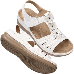 TEMOFON Wedge Sandals for Women Comfortable: Open Toe Sandals with Low Wedges - Dressy Summer Casual Sandals - Flat Comfy Walking Sandals