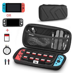 Nitho Carrying Case for Nintendo Switch/Switch Lite, Portable Hard Shell Protective Pouch, Carrying Travel Game Bag for Switch Accessories, Holds 10 Game Cartridge - Black