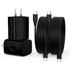 Fast Charger, 25W USB C 2 Port Wall Charger Block Fast Charging 6ft Android Charger Cord for iPhone 15/15 Pro/15 Plus/15 Pro Max, Samsung Galaxy S24 Ultra S23 FE A15 A54 A14 A25 A23 A03s S22 S21 A53