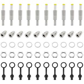 10 Pairs 12V/24V Male+Female DC 5.5mm x 2.1mm Metal Power Jack Plug Adapter Barrel Connector for DIY DC Connector